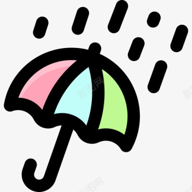 雨伞天气298线形颜色图标