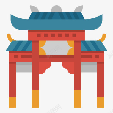 中国庙宇农历新年52平房图标