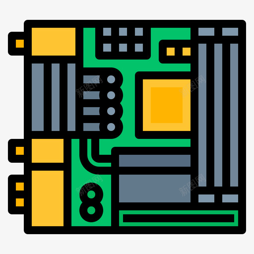 主板计算机硬件35线颜色svg_新图网 https://ixintu.com 主板 计算机 硬件 颜色