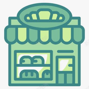 面包店商店和商店3双色调图标