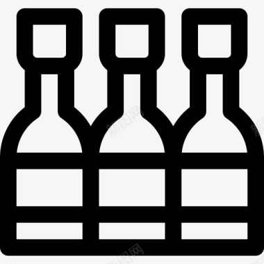 瓶子餐具2线性图标