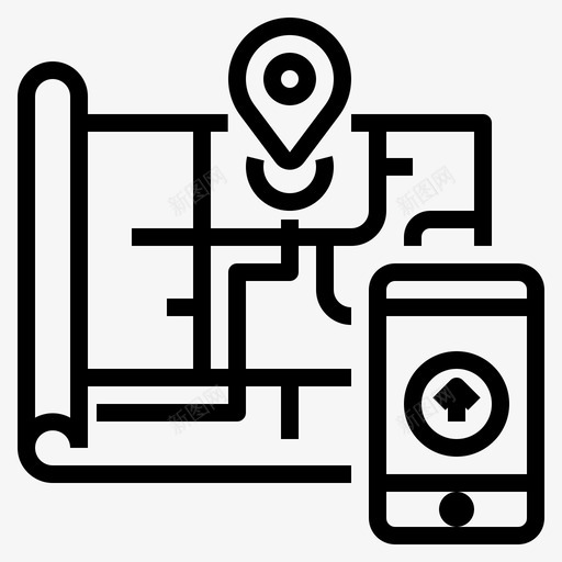 导航gps地图svg_新图网 https://ixintu.com 导航 地图 图钉 道路 街道 旅游景观 概述