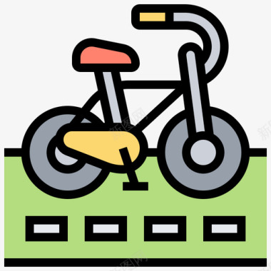 自行车自行车元素4线颜色图标