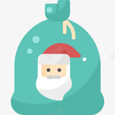 礼品袋圣诞老人扁平图标