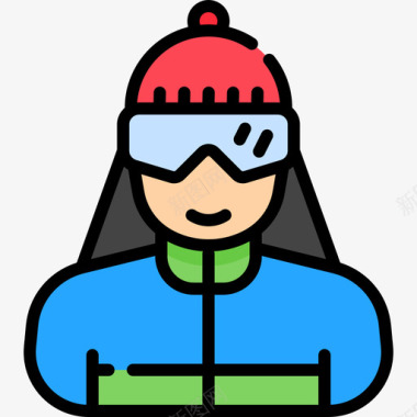 滑雪者北极29线性颜色图标