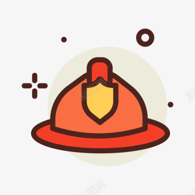 钢盔消防1线型颜色图标