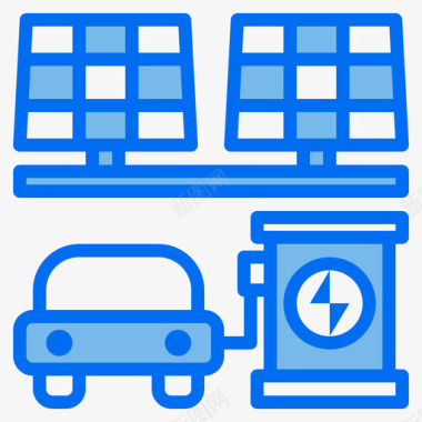 充电站太阳能4蓝色图标