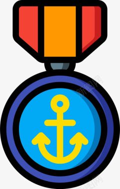 勋章海军陆战队8线性颜色图标