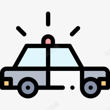 警车警车49线型颜色图标