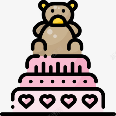 生日蛋糕婴儿淋浴45线性颜色图标