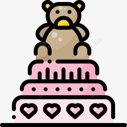 生日蛋糕婴儿淋浴45线性颜色svg_新图网 https://ixintu.com 生日蛋糕 婴儿 淋浴 线性 颜色