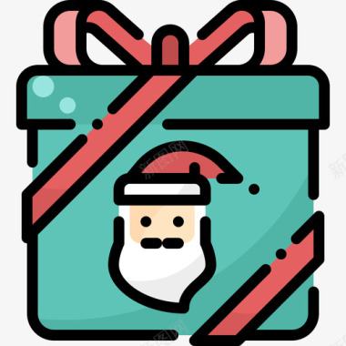 礼品盒圣诞老人1线性颜色图标