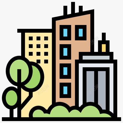城市景观建筑83线条色彩svg_新图网 https://ixintu.com 城市 景观 建筑 线条 色彩