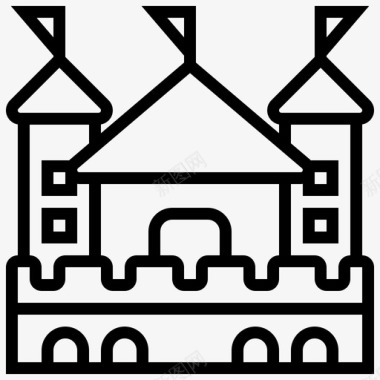 城堡游戏元素20直线图标