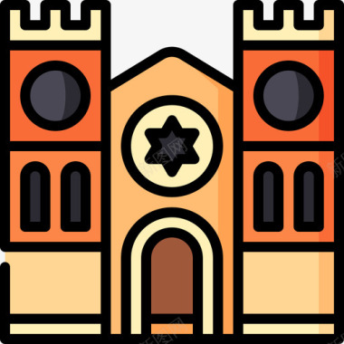 犹太教会堂葬礼36直系颜色图标