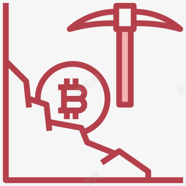 矿业区块链和金融科技4红色图标