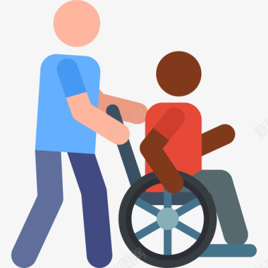 轮椅残疾人援助11彩色图标