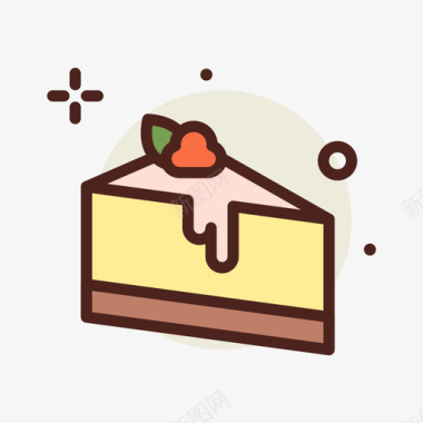 芝士蛋糕烘焙甜点原色图标