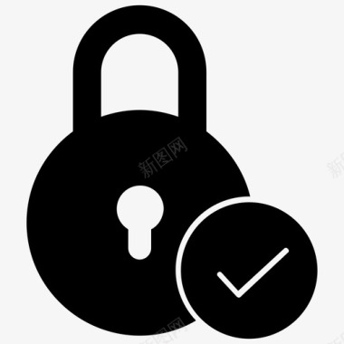 验证锁批准的安全性挂锁图标