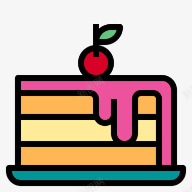 蛋糕面包房144线性颜色图标