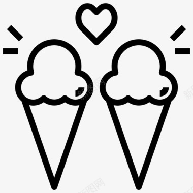 冰淇淋约会夜39直线型图标