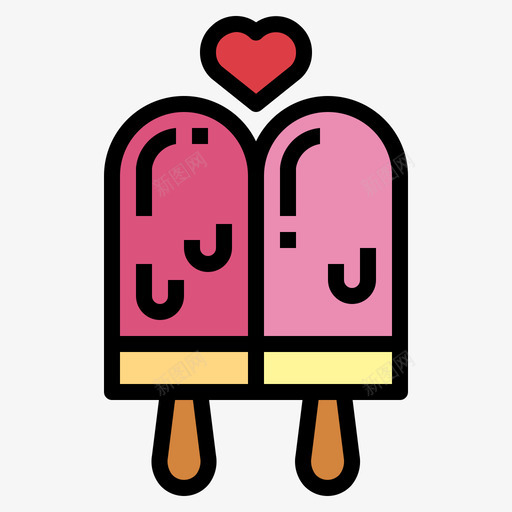 冰淇淋爱情和情人节6线性颜色svg_新图网 https://ixintu.com 冰淇淋 爱情 情人节 线性 颜色
