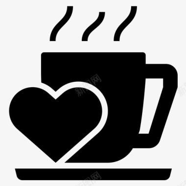 咖啡杯浪漫爱情8杯满杯图标