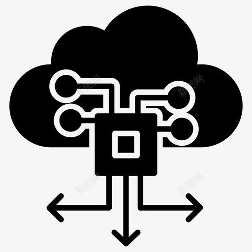 云技术云计算云开发svg_新图网 https://ixintu.com 技术 云计算 开发 数据传输 服务器 连接 一套 现代 字形 矢量 矢量图