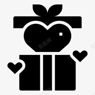 礼品盒浪漫爱情8填充图标