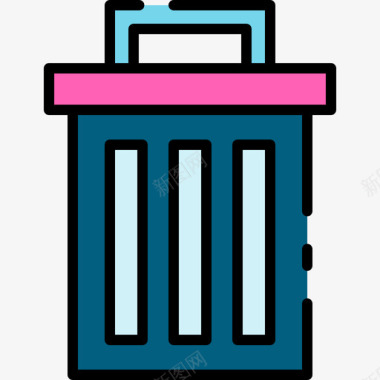垃圾桶清洁134线性颜色图标