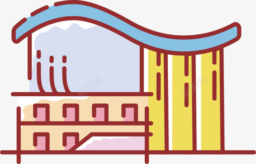 校园建筑景点6svg_新图网 https://ixintu.com 校园 建筑 景点 资源 扁平 线性 多色 可爱