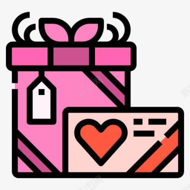 礼盒浪漫爱情9线条色图标