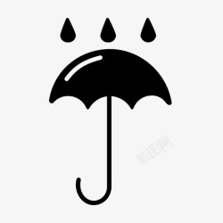 雨伞雨点天气标志物图标