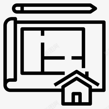 房屋规划建筑师蓝图图标