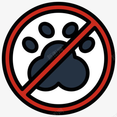 禁止宠物103号博物馆线性颜色图标