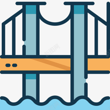 金门大桥美国7线性颜色图标
