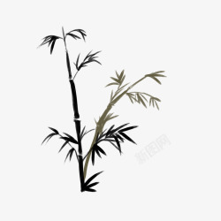 中国风水墨竹子古风竹叶竹林水彩手绘插画免扣PS设计素材