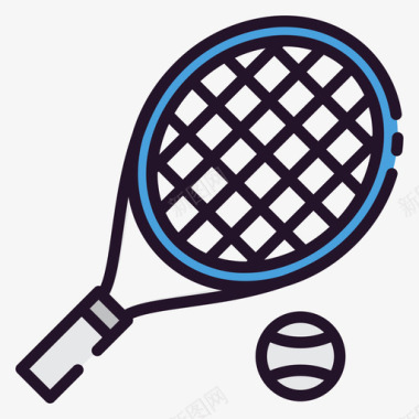 网球运动器材32线性颜色图标