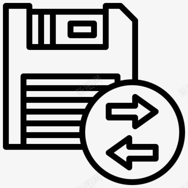 软盘文件和文件夹25线性图标