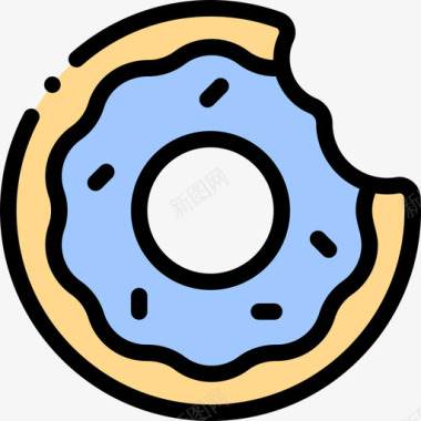 甜甜圈食品配送78线性颜色图标