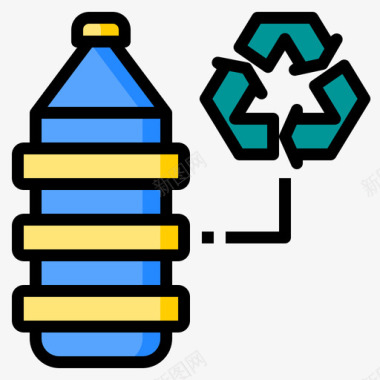 塑料瓶生态系统线性颜色图标