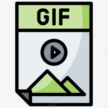 Gif文件文件和文件夹27线性颜色图标