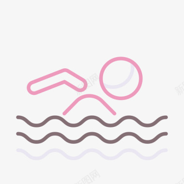 游泳水上运动3线颜色图标