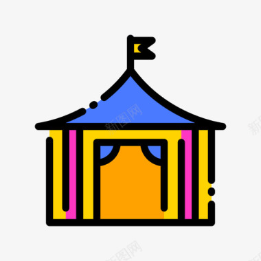 帐篷马戏团103线性颜色图标