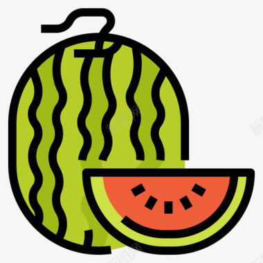 西瓜水果32线形颜色图标