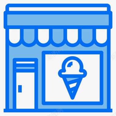 冰淇淋筒47号店蓝色图标