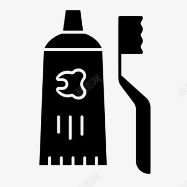 牙刷和牙膏护理清洁图标