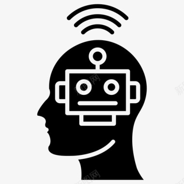 人工智能仿生人仿人机器人脸图标