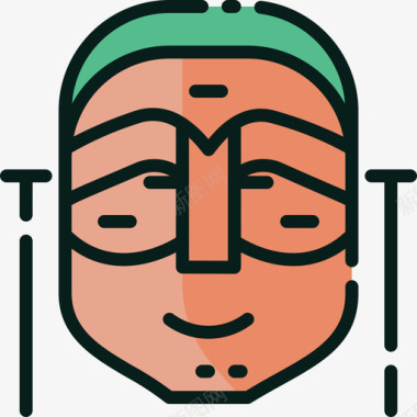 面具韩国3线颜色图标