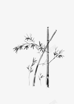 中国风水墨竹子古风竹叶竹林水彩手绘插画免扣PS设计素材